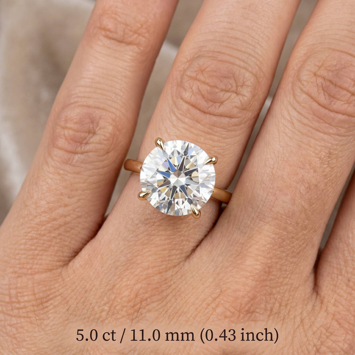 MEETMAY | Round-Cut Moissanite Adjustable Ring – S925 Sterling Silver 18K Gold Plated, D-Color