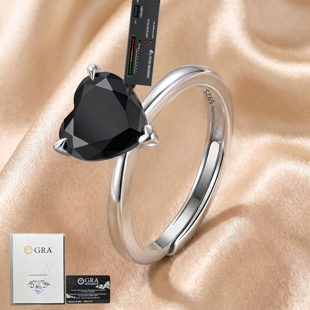 MEETMAY | Colorful Heart-Cut Moissanite Adjustable Ring – S925 Sterling Silver 18K Gold Plated, GRA Certified