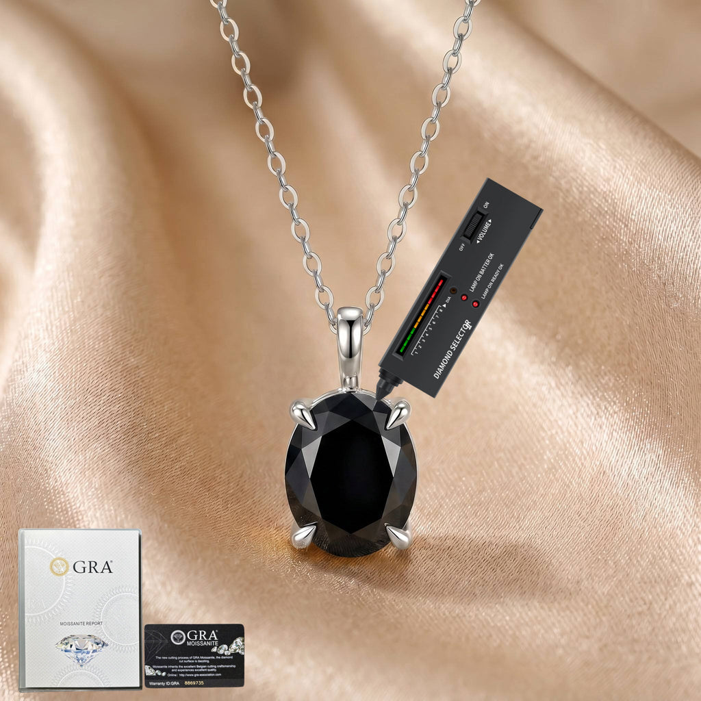 MEETMAY | Colorful Oval-Cut Moissanite Pendant Necklace – S925 Sterling Silver 18K Gold Plated, GRA Certified