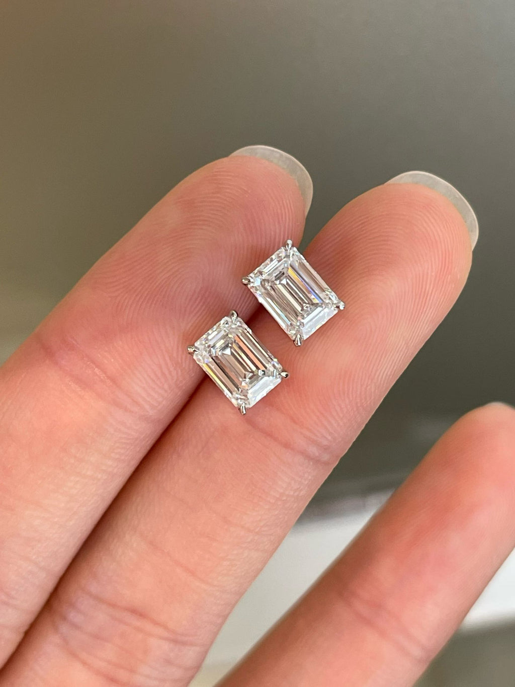 MEETMAY | Emerald-Cut Moissanite Stud Earrings – S925 Sterling Silver, GRA Certified