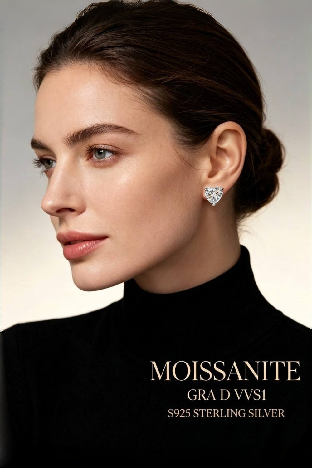 MEETMAY | Heart-Cut D-Color Moissanite Stud Earrings – S925 Sterling Silver 18K Gold Plated, GRA Certified