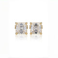 MEETMAY | Asscher-Cut D-Color Moissanite Stud Earrings – S925 Sterling Silver 18K Gold Plated, GRA Certified