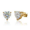 MEETMAY | Heart-Cut D-Color Moissanite Stud Earrings – S925 Sterling Silver 18K Gold Plated, GRA Certified
