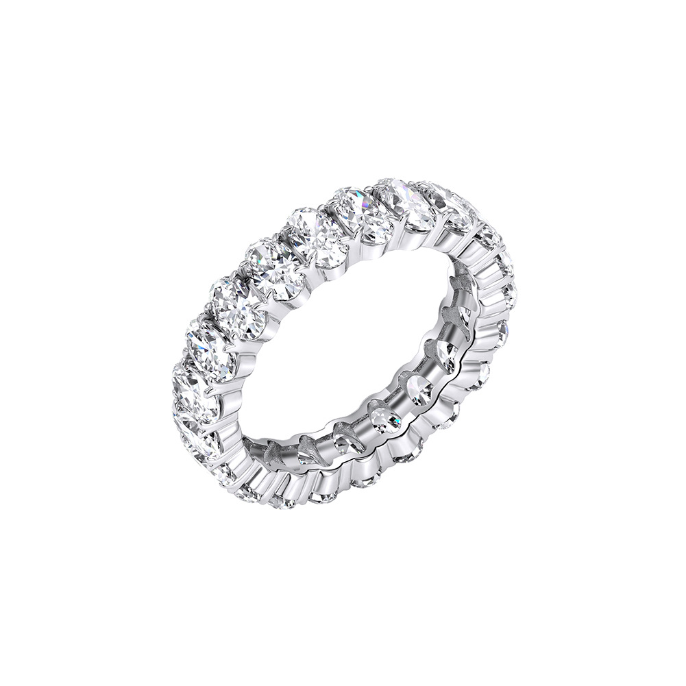 MEETMAY | Oval-Cut Moissanite Eternity Band Ring – S925 Sterling Silver, D-Color
