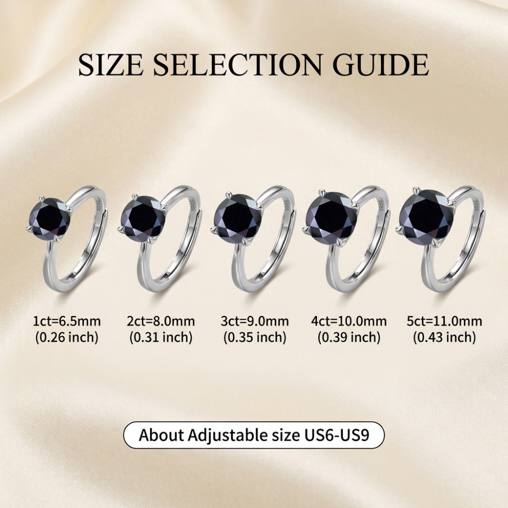 MEETMAY | Colorful Round-Cut Moissanite Adjustable Ring – S925 Sterling Silver 18K Gold Plated, GRA Certified