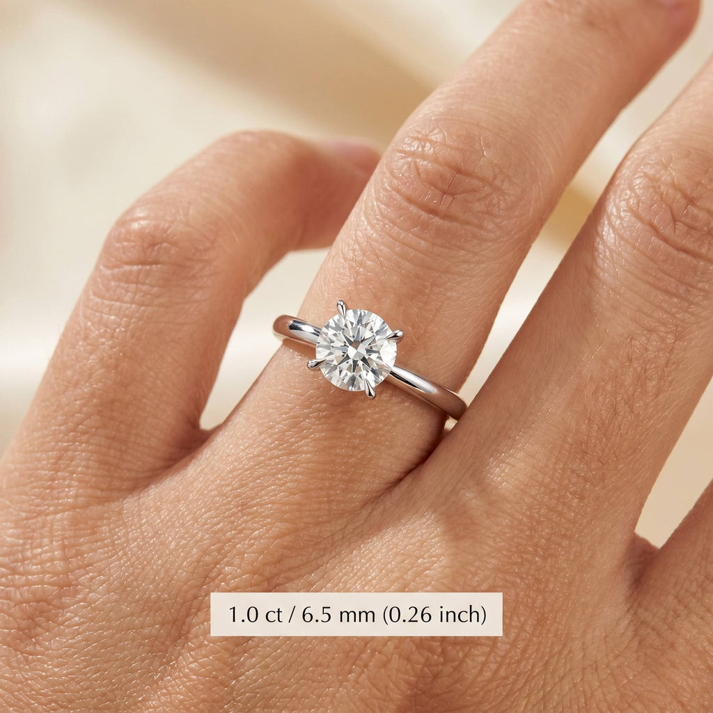 MEETMAY | Round-Cut Moissanite Adjustable Ring – S925 Sterling Silver 18K Gold Plated, D-Color