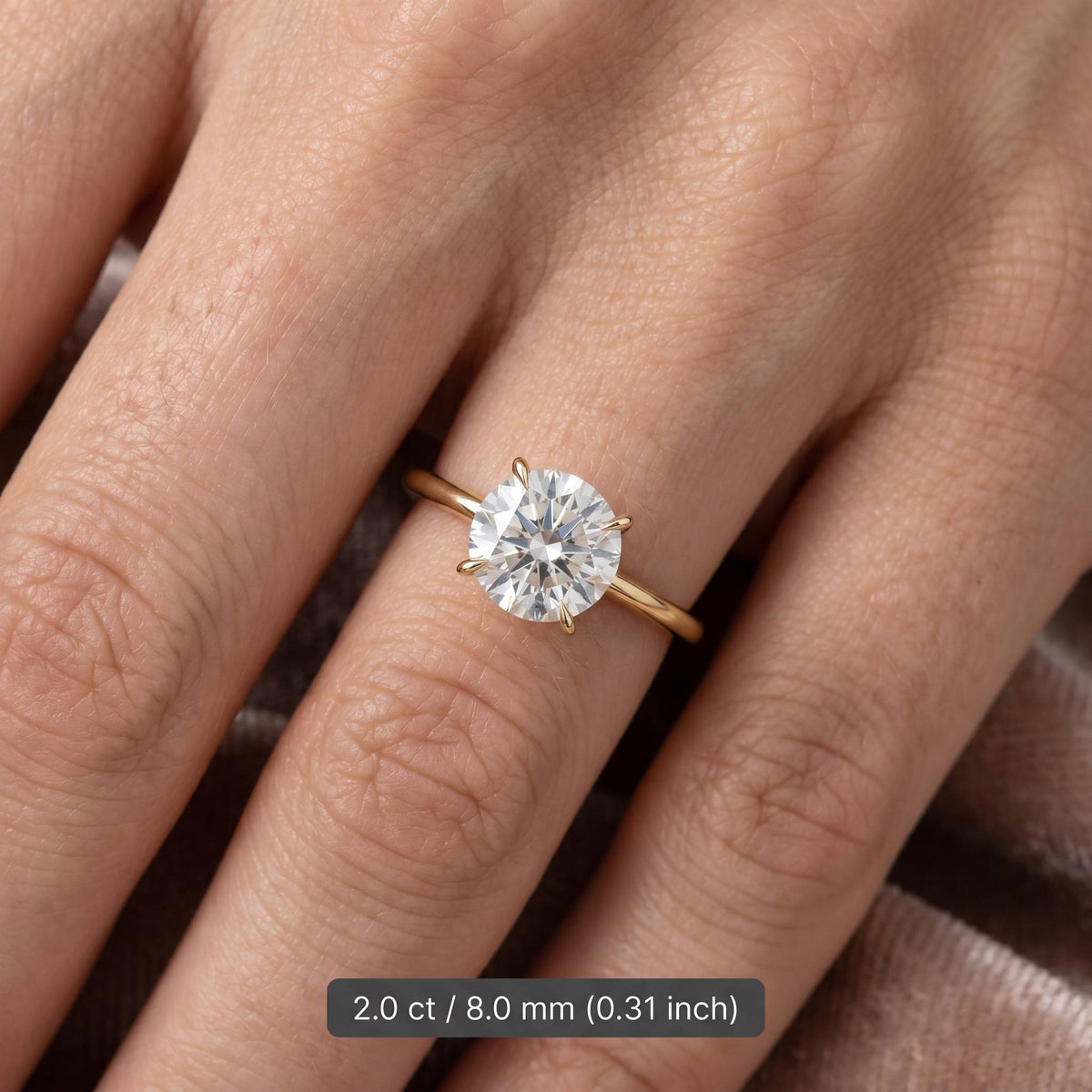 MEETMAY | Round-Cut Moissanite Adjustable Ring – S925 Sterling Silver 18K Gold Plated, D-Color