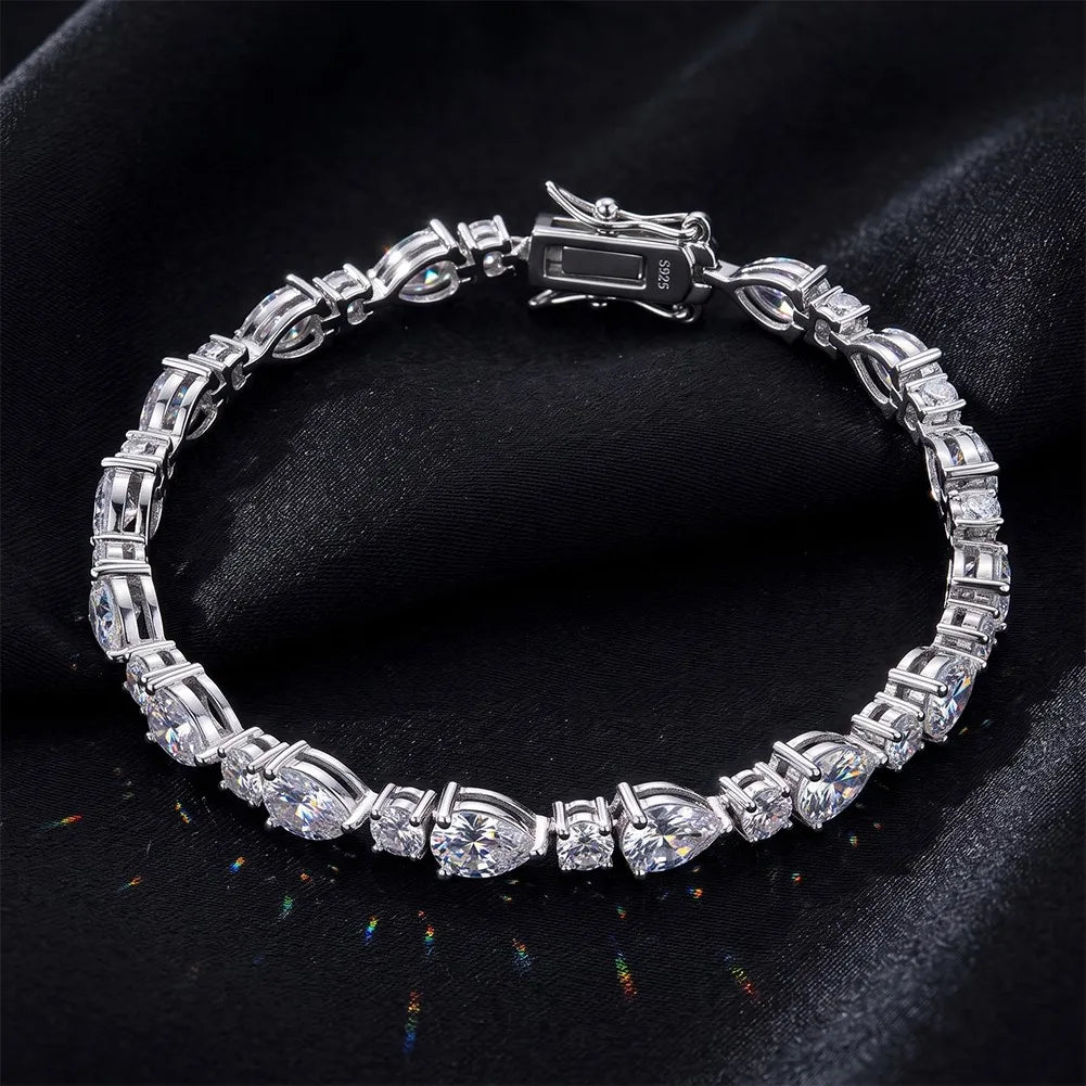 MEETMAY | Pear-Cut Moissanite Bracelet – S925 Sterling Silver 14K Gold Plated, D-Color