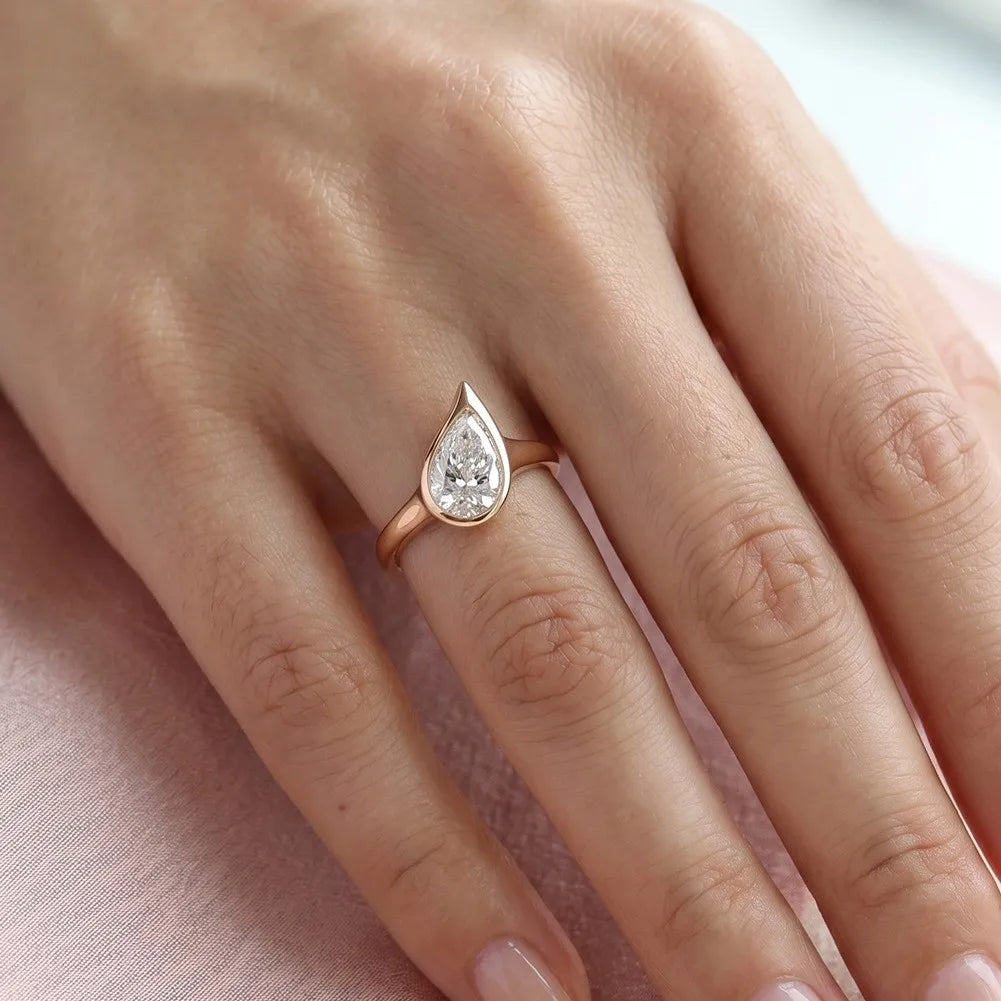 CVD Pear 1CT Diamond Ring 4