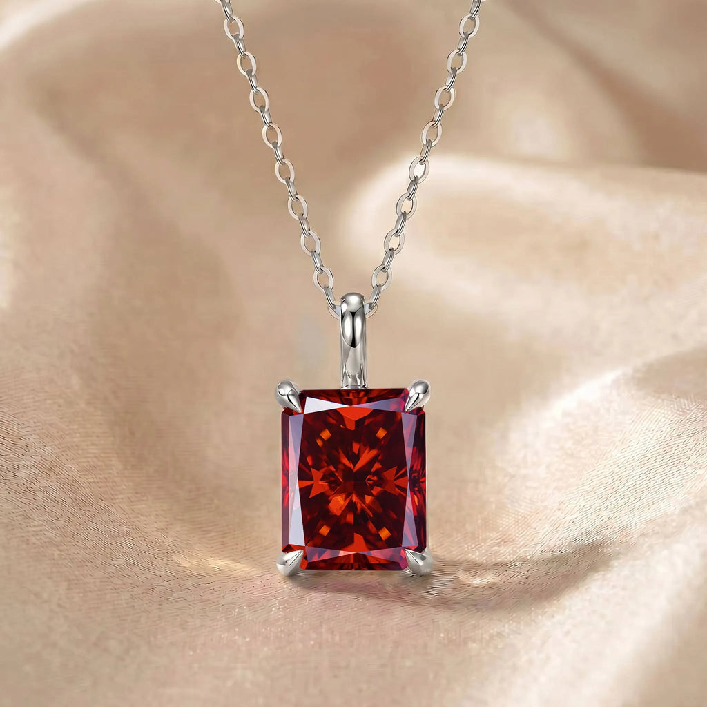 MEETMAY | Colorful Radiant-Cut Moissanite Pendant Necklace – S925 Sterling Silver 18K Gold Plated, GRA Certified