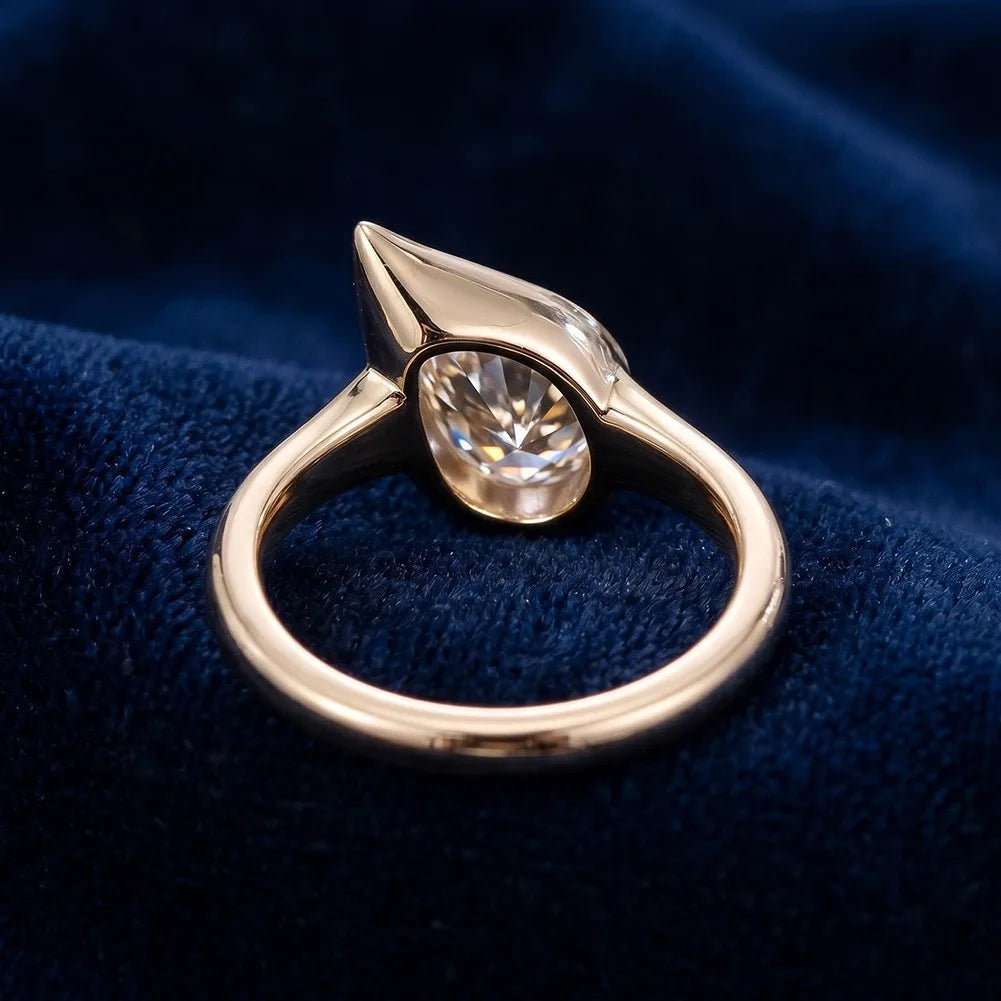 CVD Pear 1CT Diamond Ring Back View
