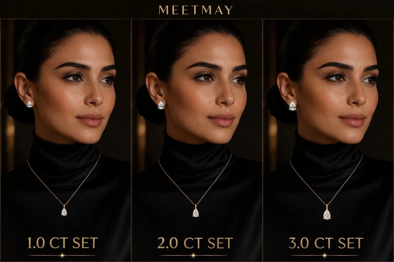 MEETMAY | Pear-Cut Moissanite Pendant Necklace – S925 Sterling Silver 18K Gold Plated, D-Color