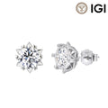 MEETMAY | Round Lab-Grown Diamond Stud Earrings – S925 Sterling Silver, Real Solid Gold Custom Available