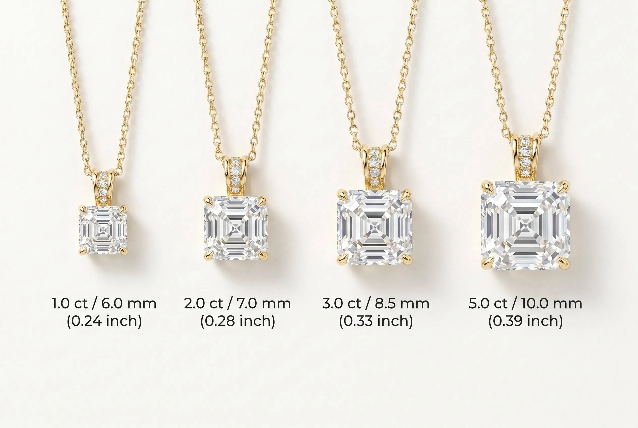 MEETMAY | Asscher-Cut Moissanite Pendant Necklace – S925 Sterling Silver 18K Gold Plated, D-Color