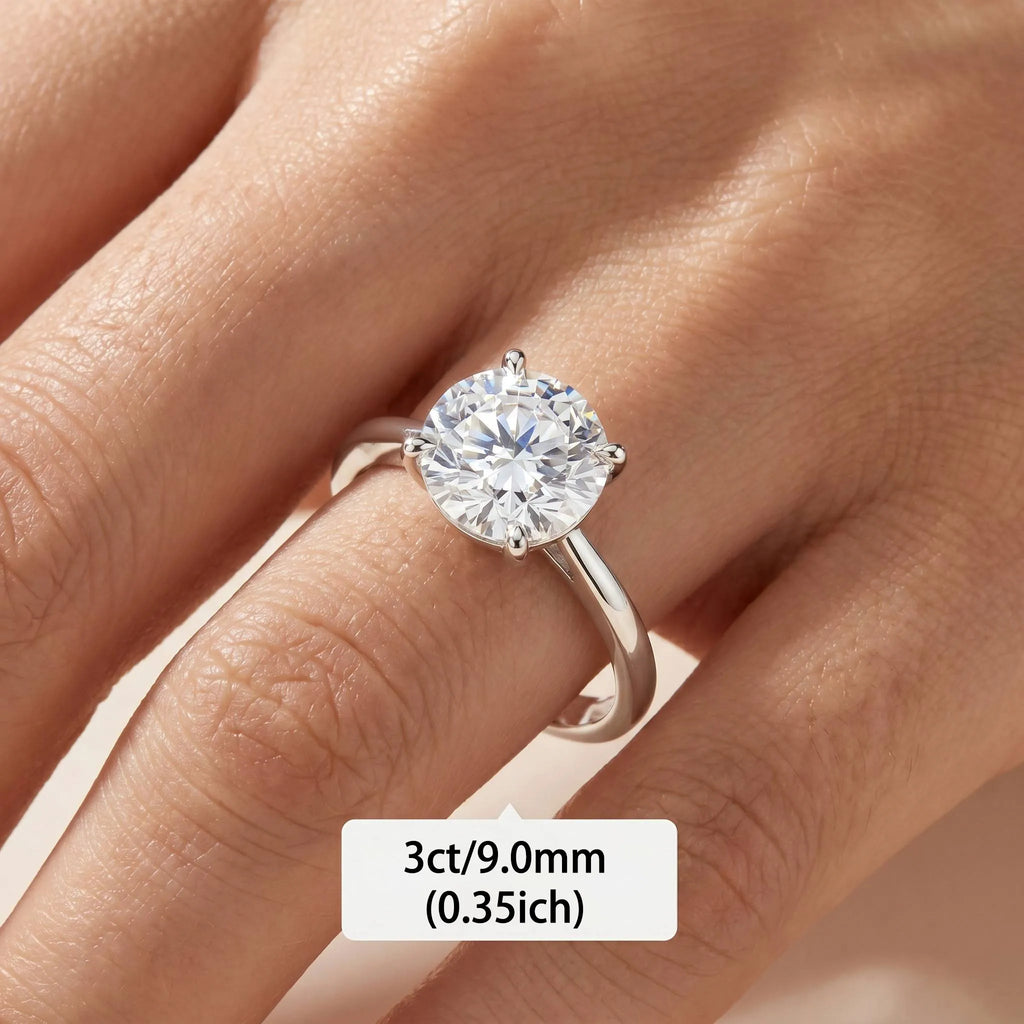 MEETMAY | Round-Cut Moissanite Adjustable Ring – S925 Sterling Silver 18K Gold Plated, D-Color
