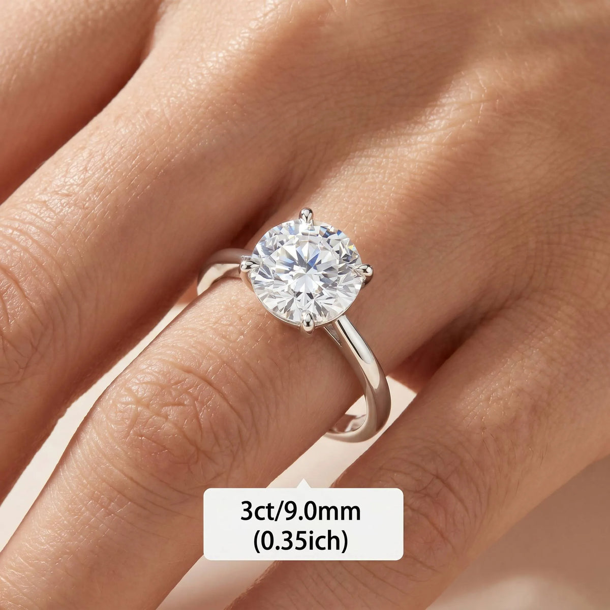 MEETMAY | Round-Cut Moissanite Adjustable Ring – S925 Sterling Silver 18K Gold Plated, D-Color