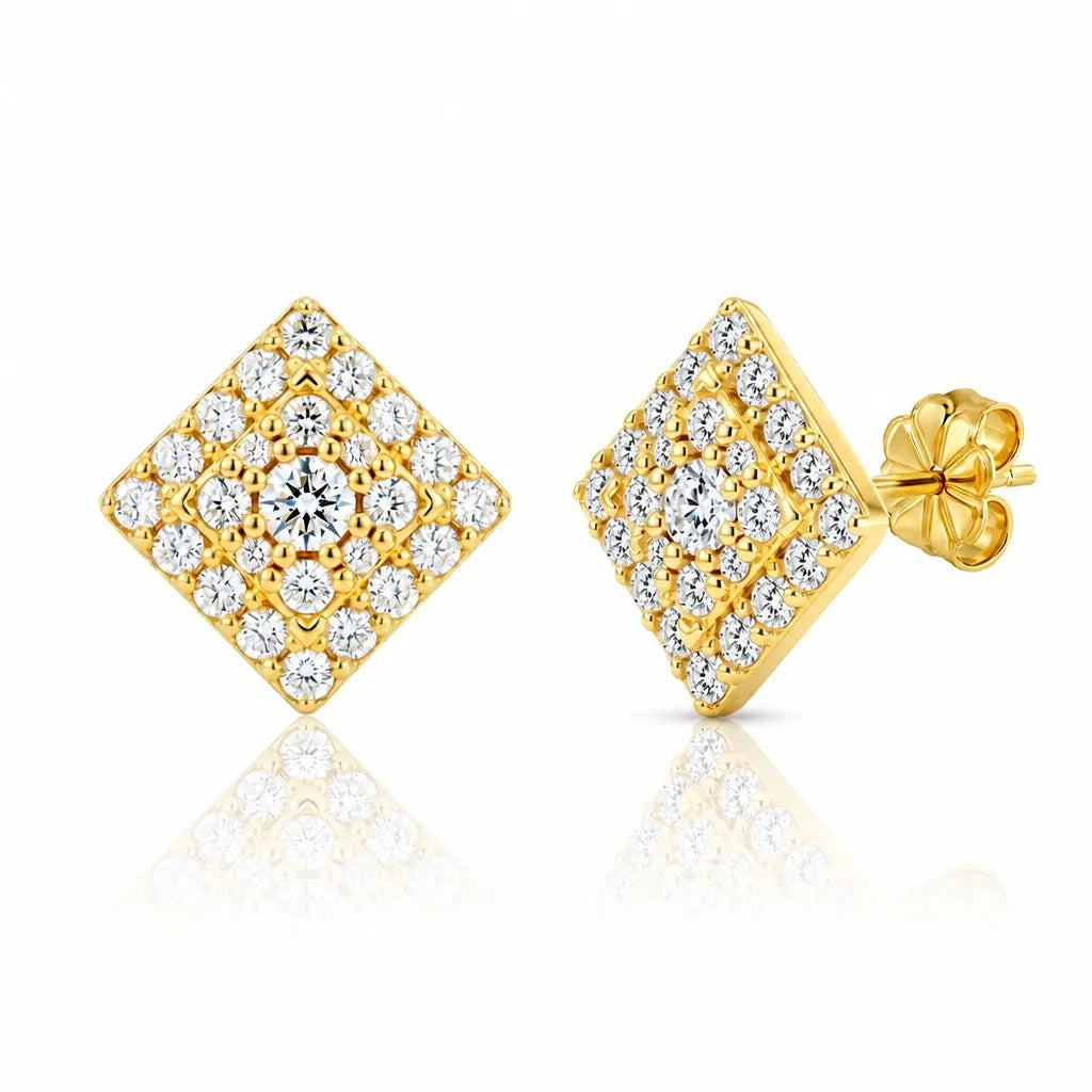 Lozenge Moissanite Cluster Earrings Main