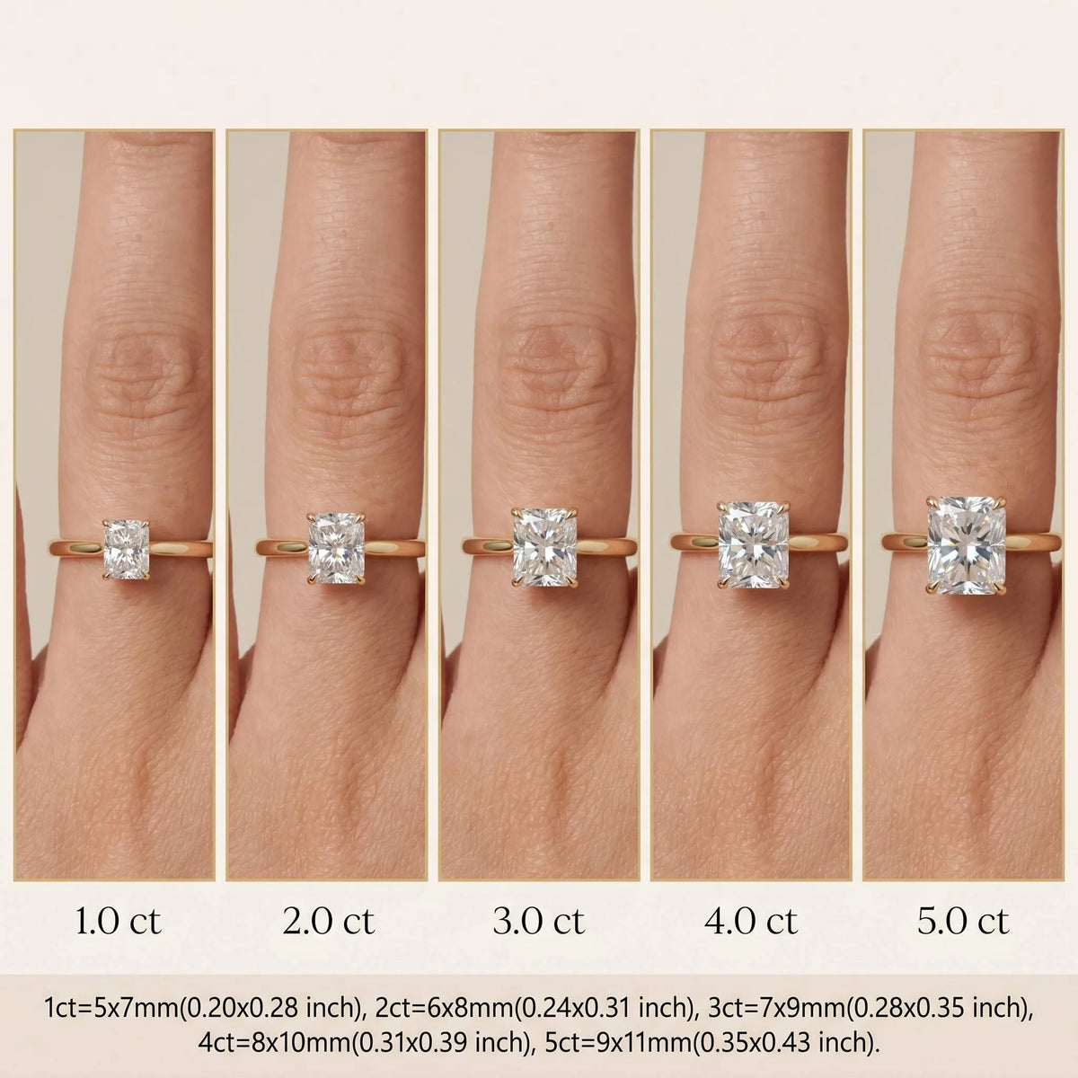 MEETMAY | Radiant-Cut Moissanite Adjustable Ring – S925 Sterling Silver 18K Gold Plated, D-Color
