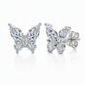 MEETMAY | Butterfly-Cut Moissanite Stud Earrings – S925 Sterling Silver 14K Gold Plated, D-Color
