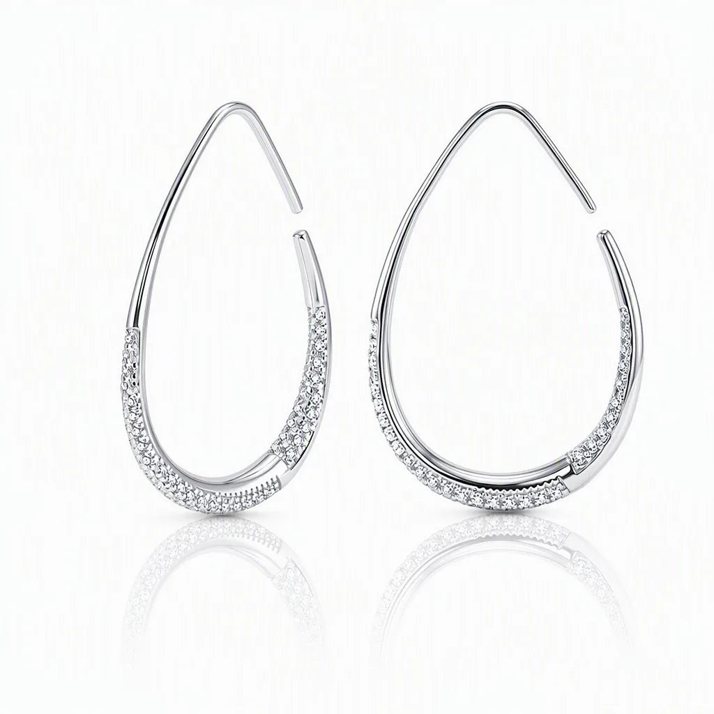 MEETMAY | Large Hoop Moissanite Earrings – S925 Sterling Silver 14K Gold Plated, D-Color