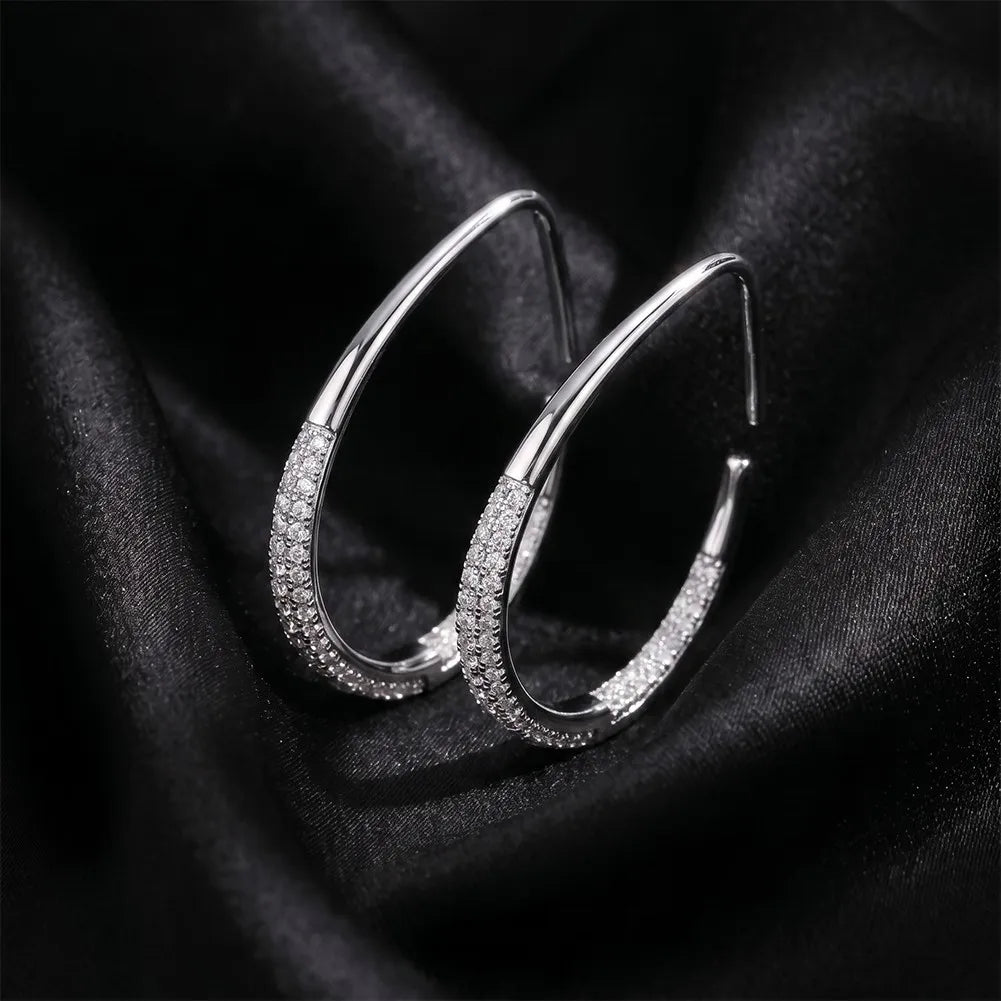 MEETMAY | Large Hoop Moissanite Earrings – S925 Sterling Silver 14K Gold Plated, D-Color