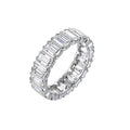 MEETMAY | Emerald-Cut Moissanite Eternity Band Ring – S925 Sterling Silver, D-Color
