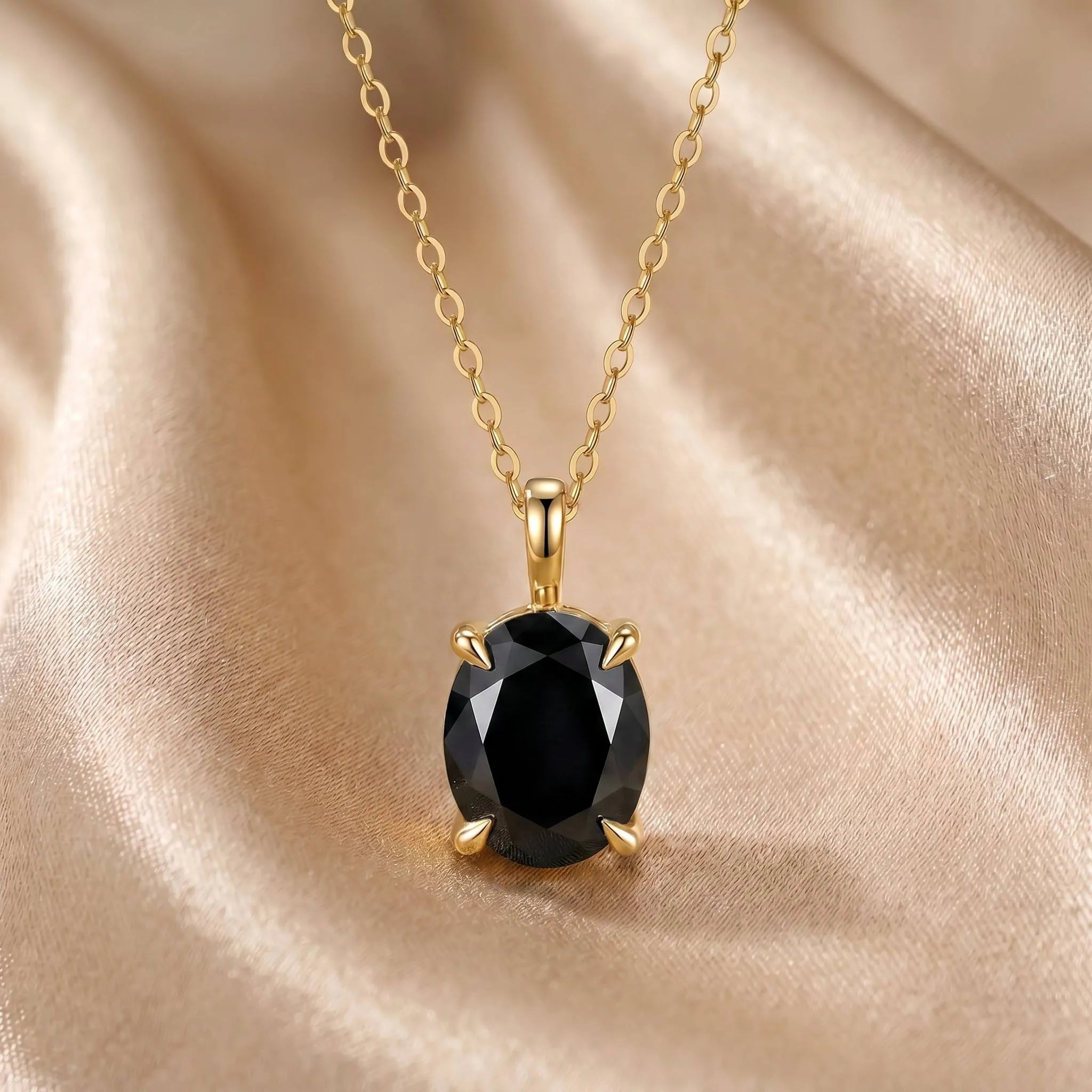 MEETMAY | Colorful Oval-Cut Moissanite Pendant Necklace – S925 Sterling Silver 18K Gold Plated, GRA Certified
