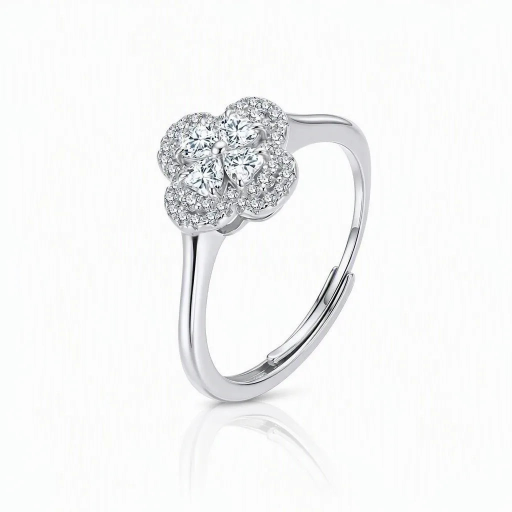 Clover Moissanite Adjustable Ring Main