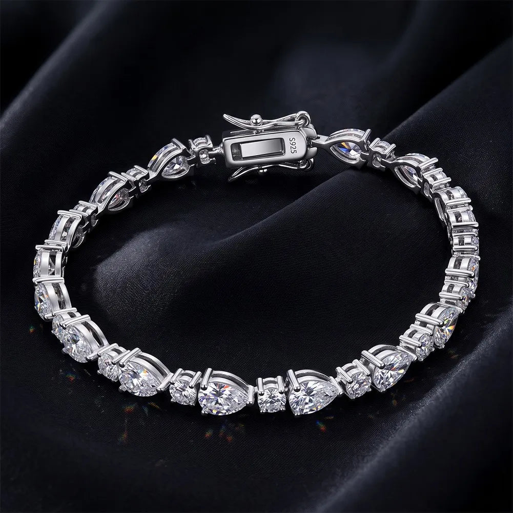 MEETMAY | Pear-Cut Moissanite Bracelet – S925 Sterling Silver 14K Gold Plated, D-Color