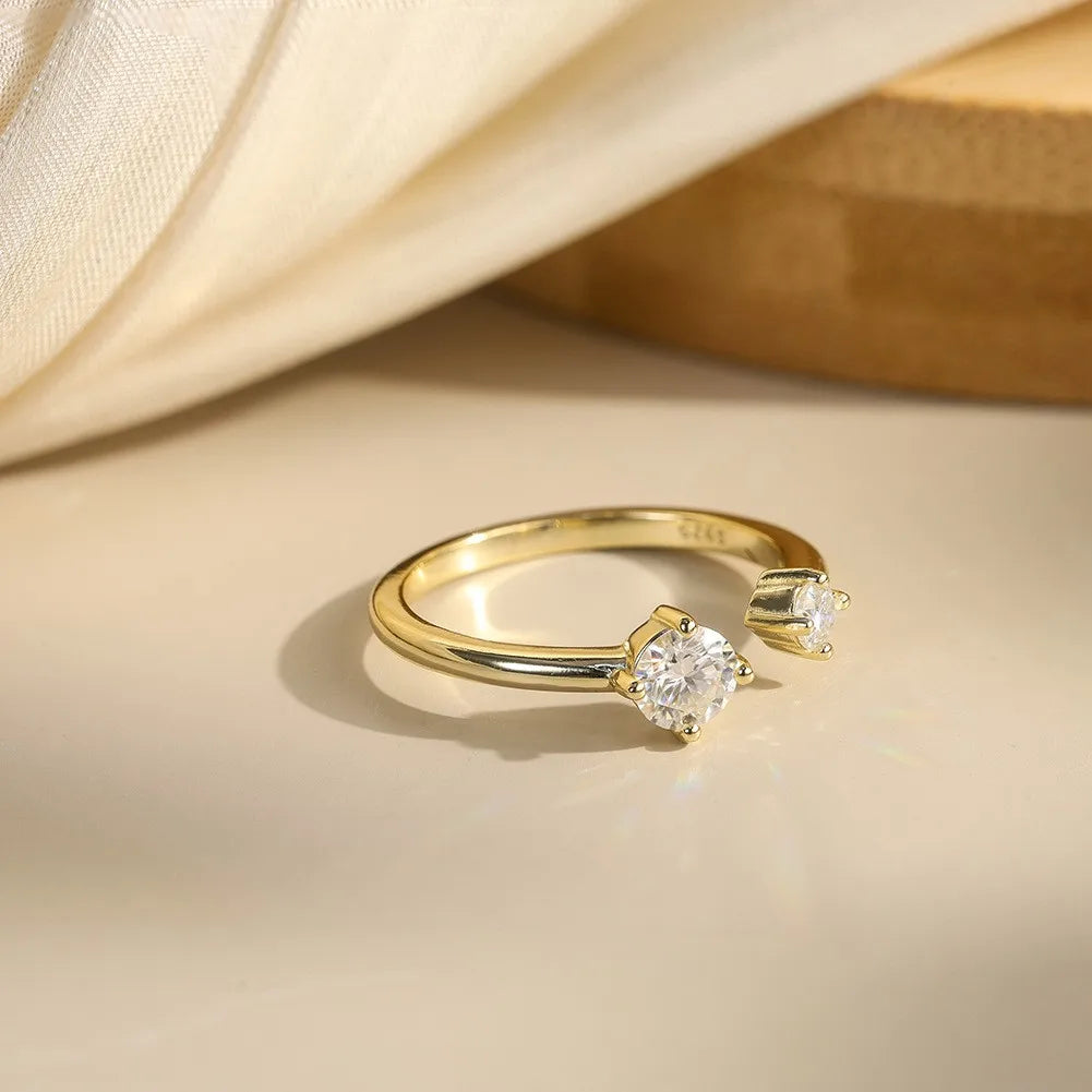 Two-Stone Moissanite Open Ring 6