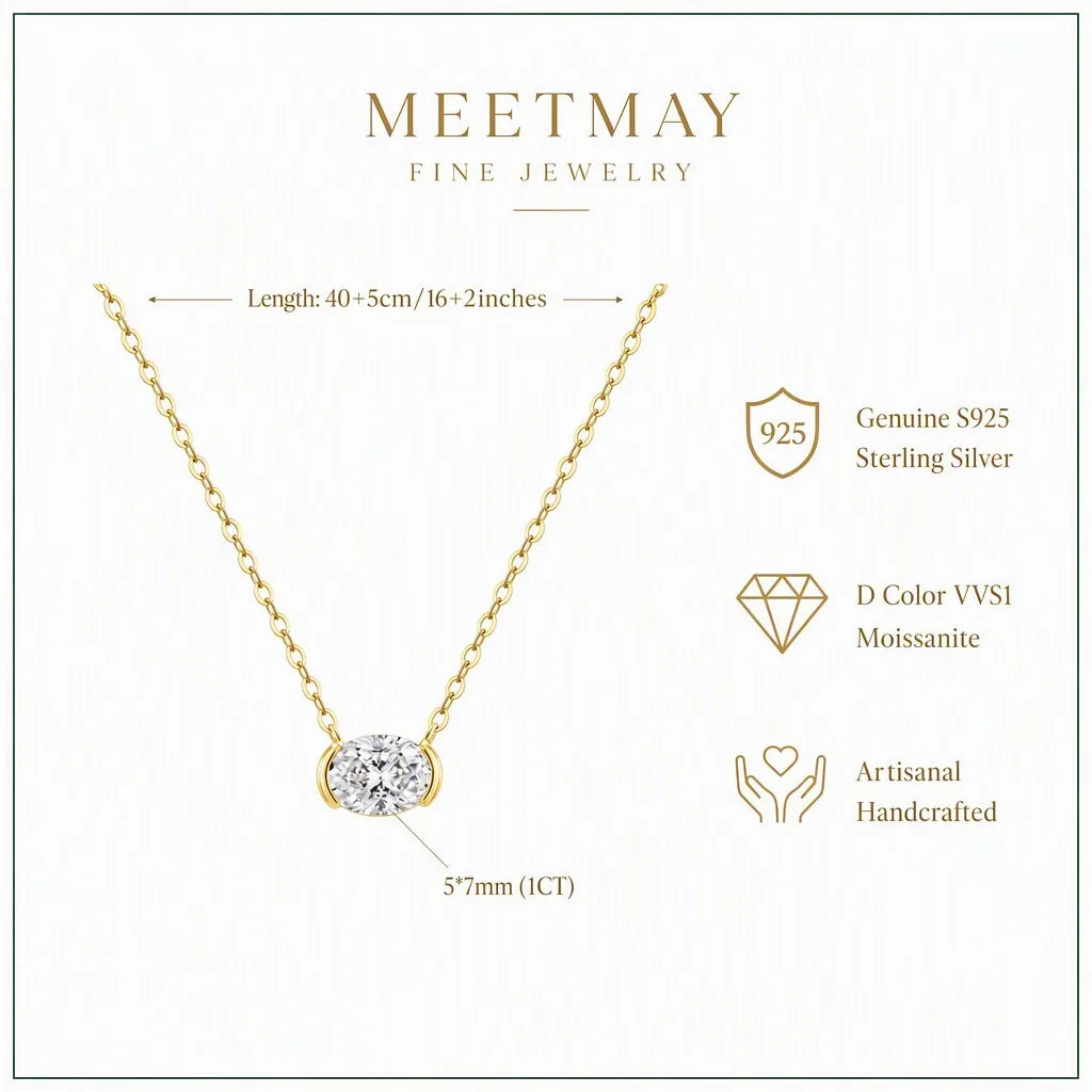 Oval Moissanite Necklace Detail