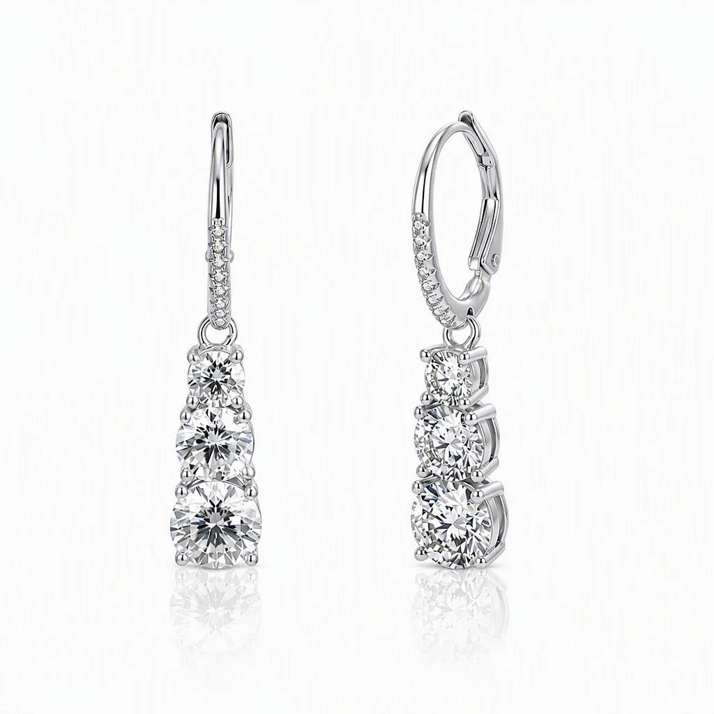 MEETMAY | Triple Circle Moissanite Earrings – S925 Sterling Silver 14K Gold Plated, D-Color
