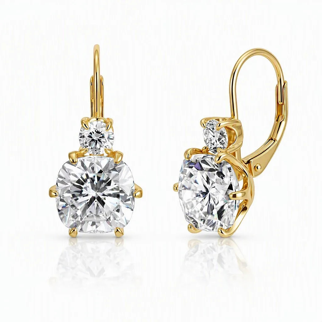 MEETMAY | Drop Hook Moissanite Earrings – S925 Sterling Silver 14K Gold Plated, D-Color