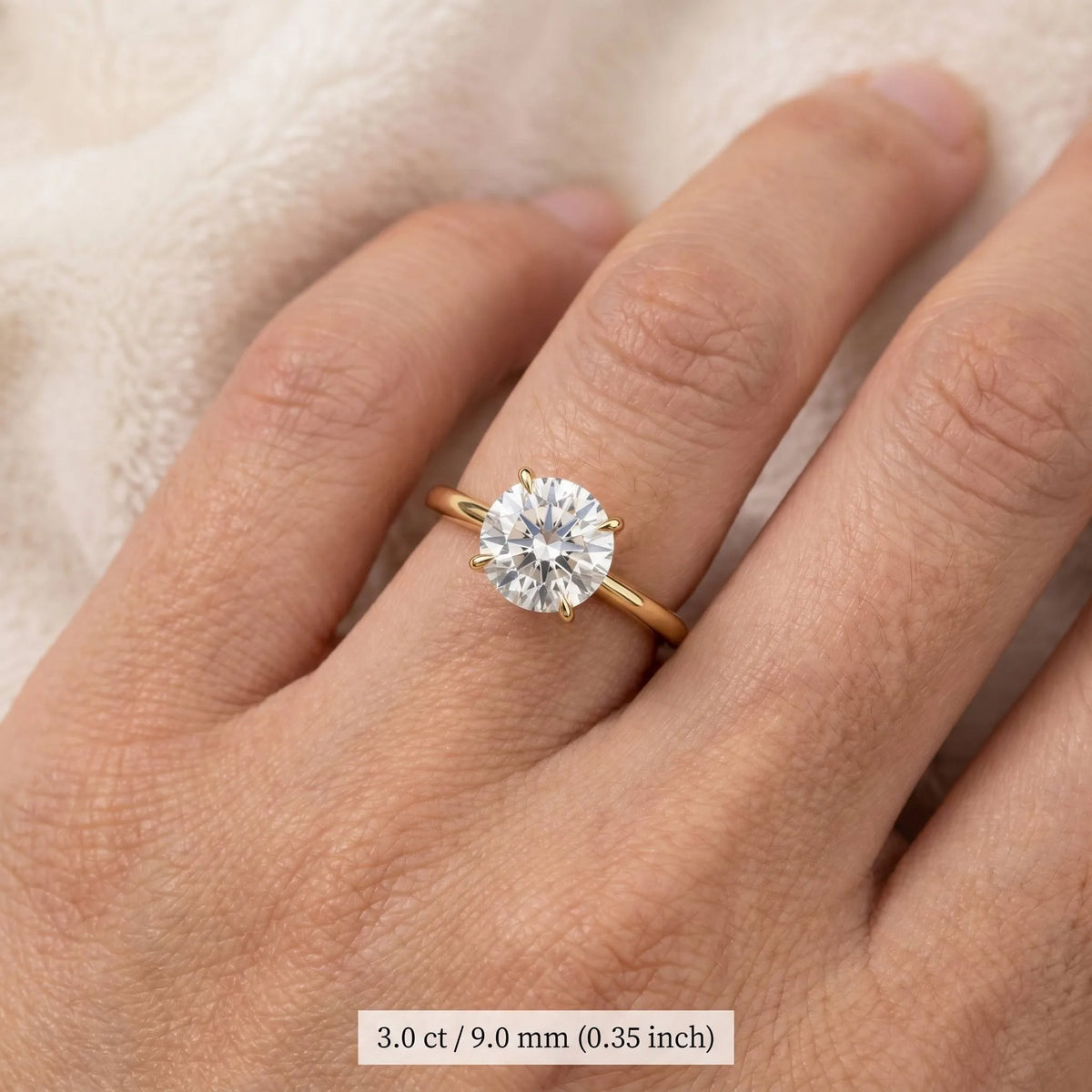 MEETMAY | Round-Cut Moissanite Adjustable Ring – S925 Sterling Silver 18K Gold Plated, D-Color
