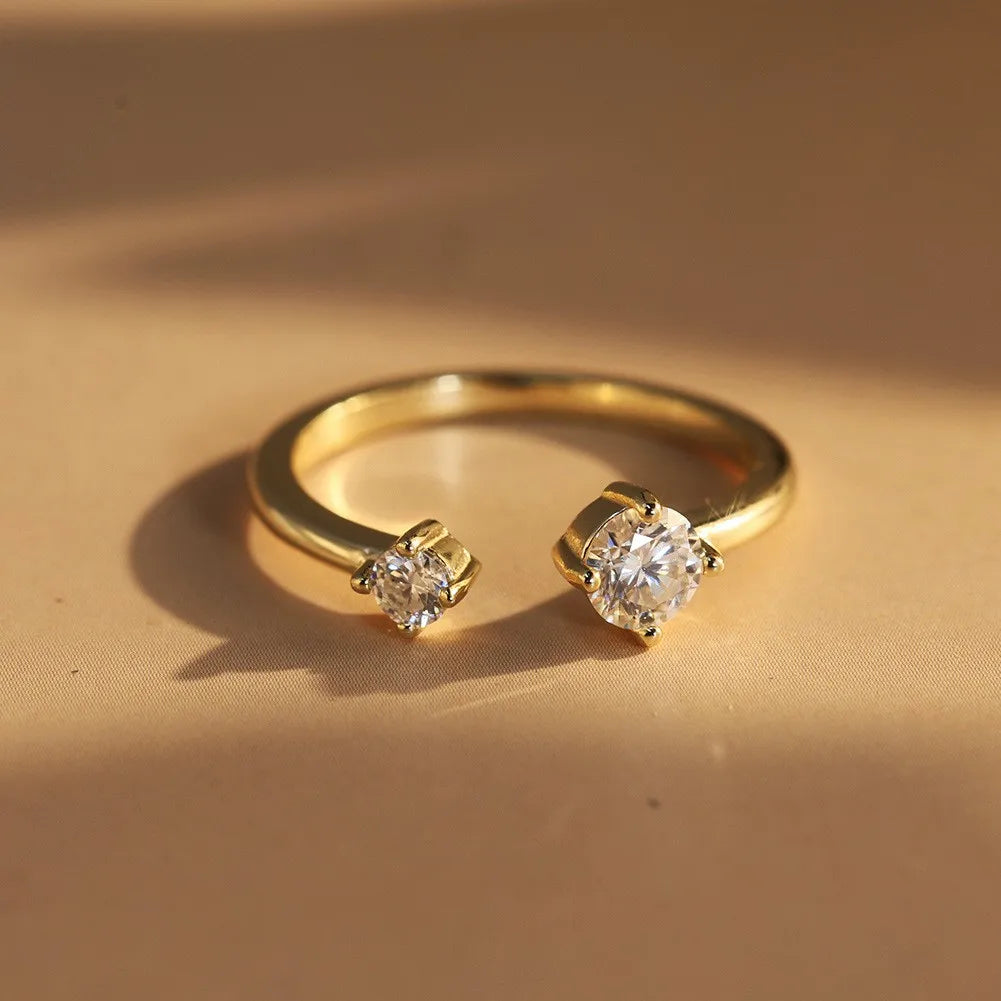Two-Stone Moissanite Open Ring 5