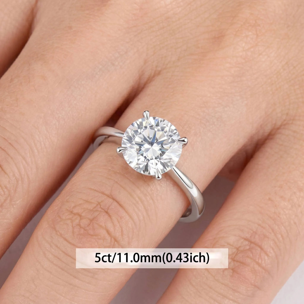 MEETMAY | Round-Cut Moissanite Adjustable Ring – S925 Sterling Silver 18K Gold Plated, D-Color