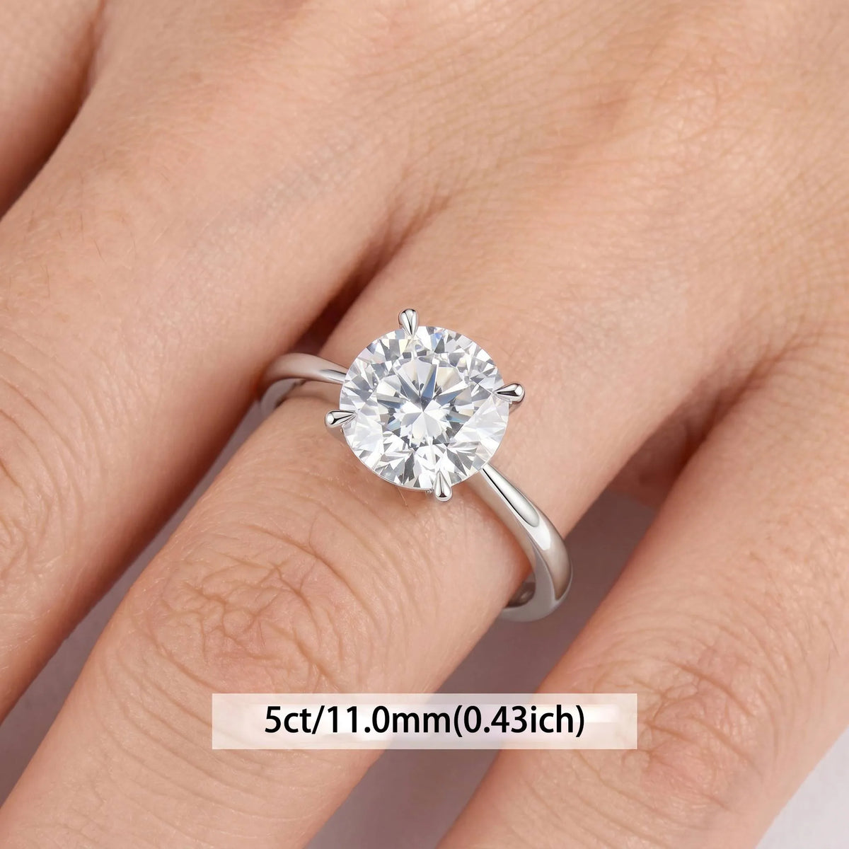 MEETMAY | Round-Cut Moissanite Adjustable Ring – S925 Sterling Silver 18K Gold Plated, D-Color