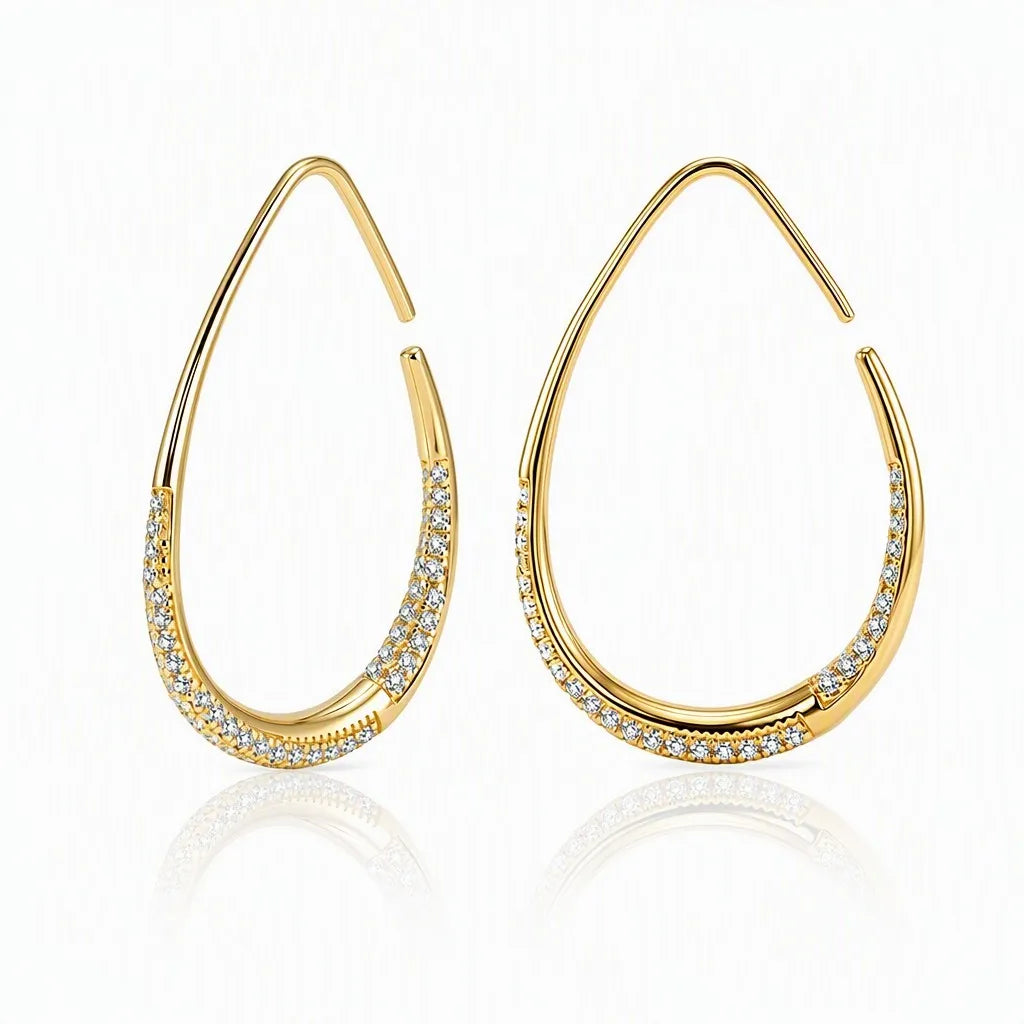 MEETMAY | Large Hoop Moissanite Earrings – S925 Sterling Silver 14K Gold Plated, D-Color