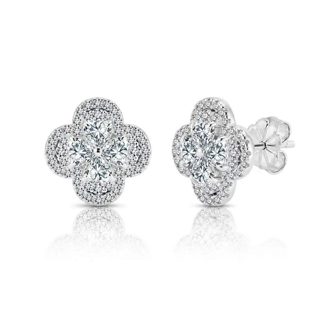 Clover Moissanite Stud Earrings Main