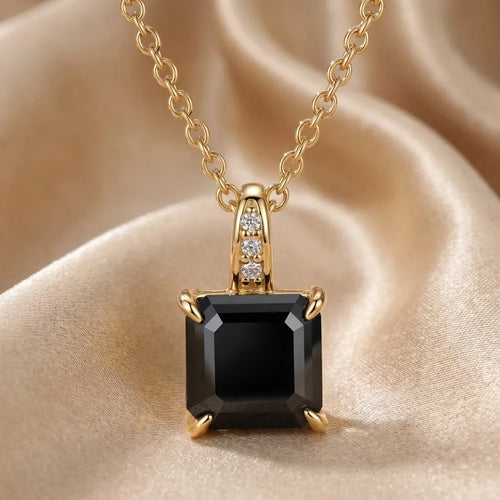 MEETMAY | Colorful Asscher-Cut Moissanite Pendant Necklace – S925 Sterling Silver 18K Gold Plated, GRA Certified