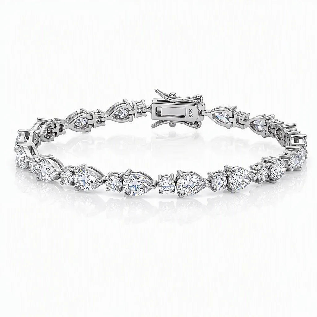 MEETMAY | Pear-Cut Moissanite Bracelet – S925 Sterling Silver 14K Gold Plated, D-Color