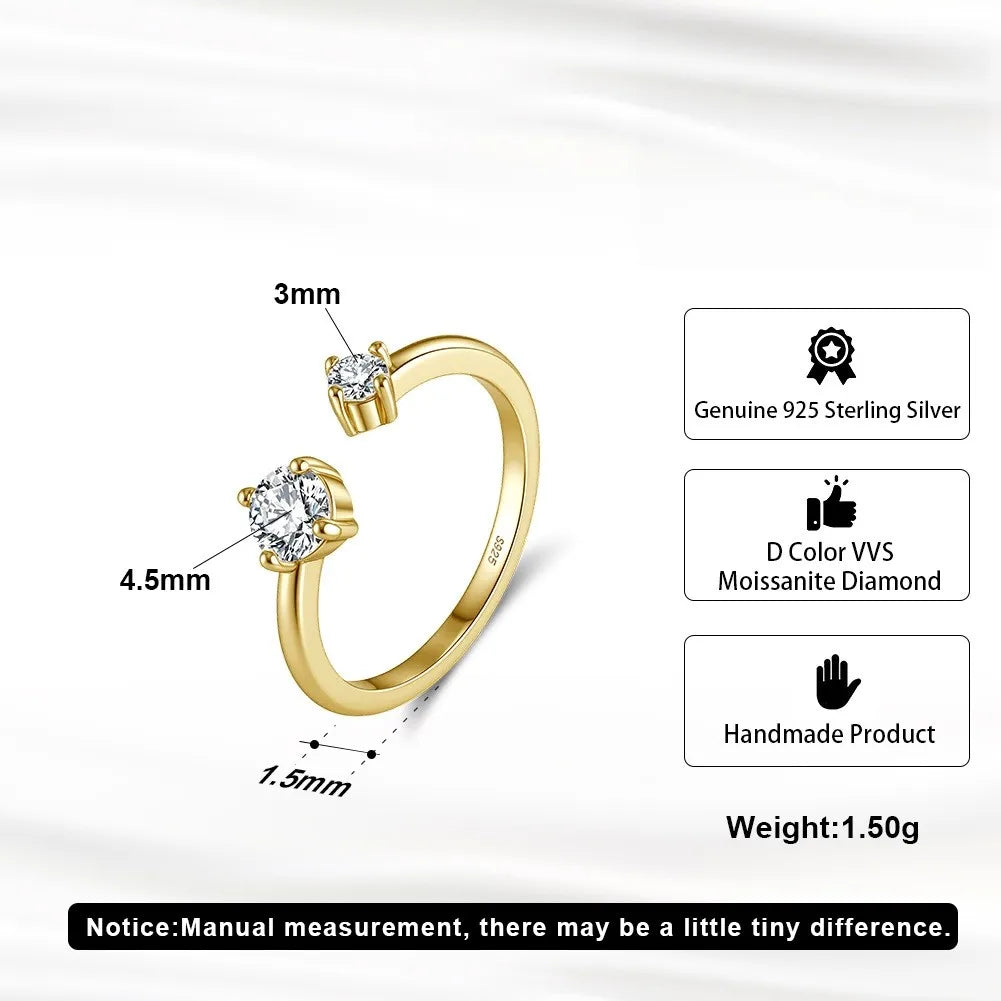 Two-Stone Moissanite Open Ring 1