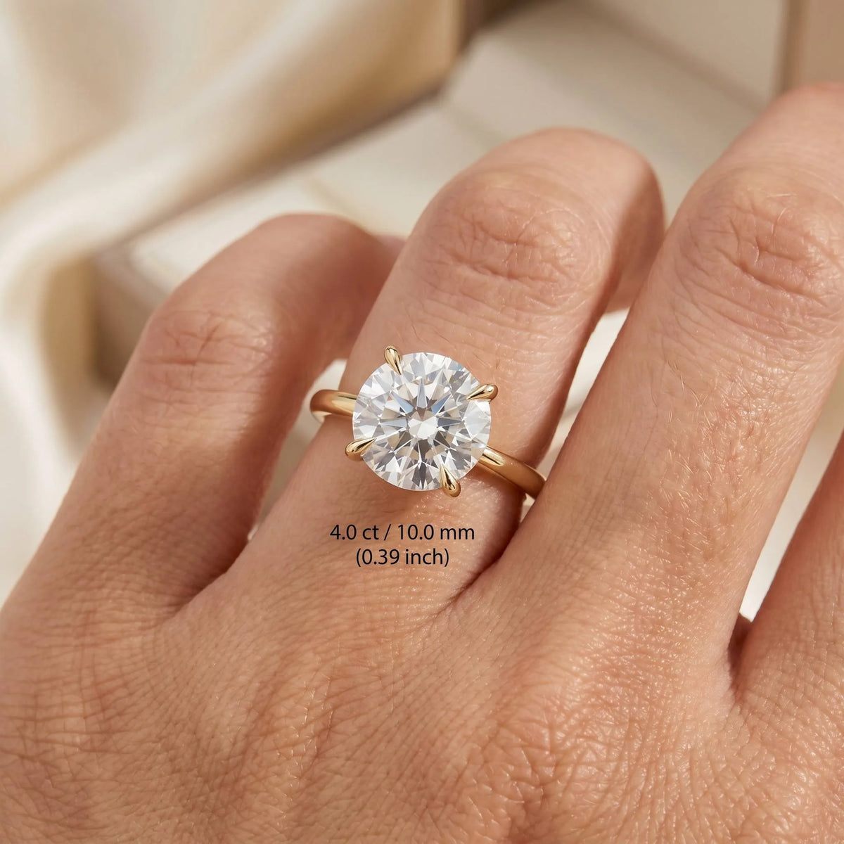MEETMAY | Round-Cut Moissanite Adjustable Ring – S925 Sterling Silver 18K Gold Plated, D-Color
