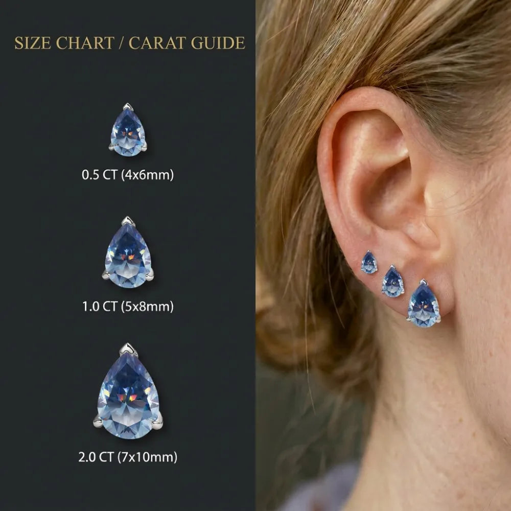 MEETMAY Colorful Pear Moissanite - Size Guide