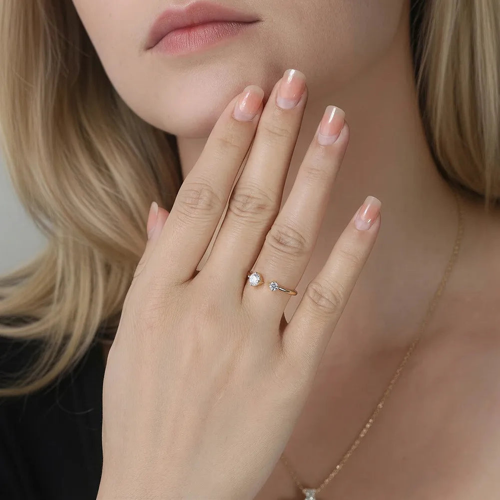 Two-Stone Moissanite Open Ring Main