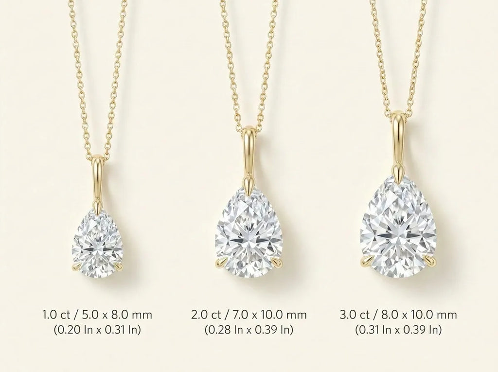 MEETMAY | Pear-Cut Moissanite Pendant Necklace – S925 Sterling Silver 18K Gold Plated, D-Color