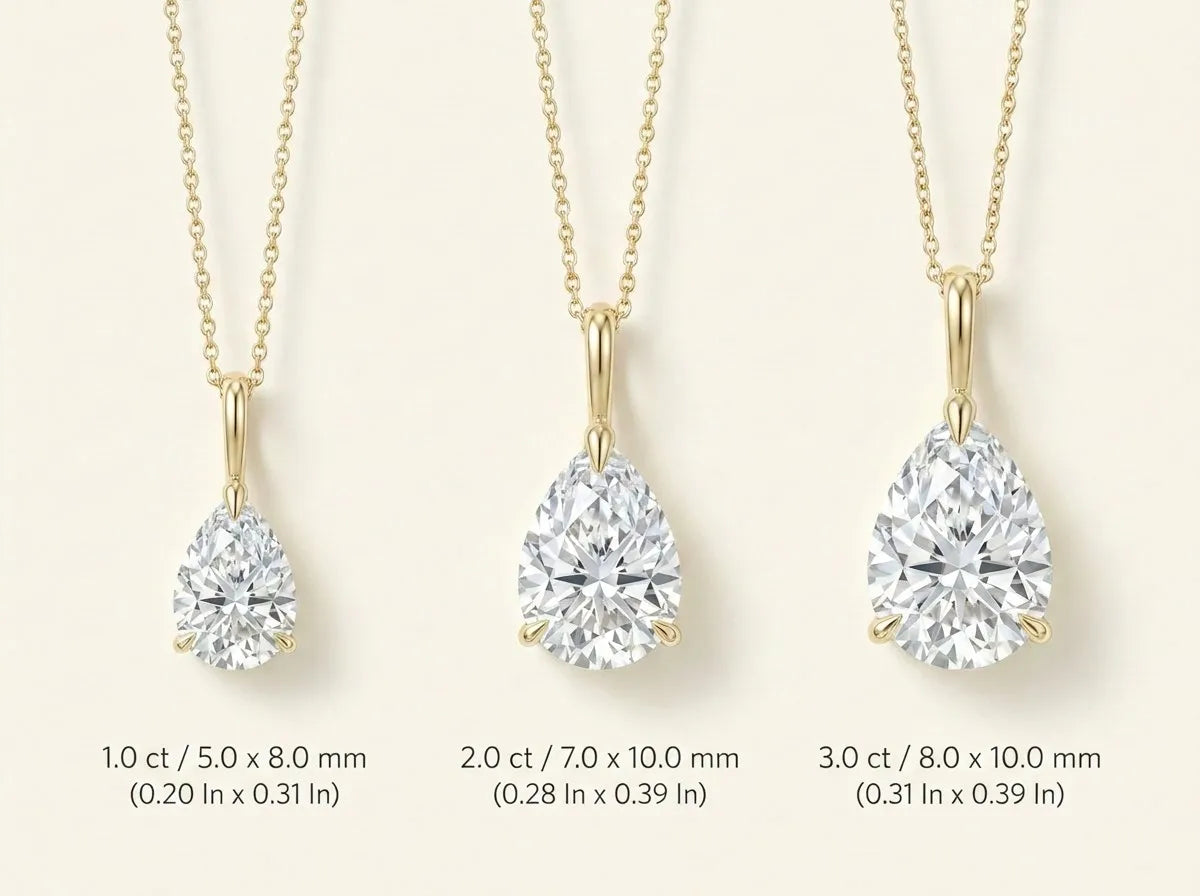MEETMAY | Pear-Cut Moissanite Pendant Necklace – S925 Sterling Silver 18K Gold Plated, D-Color