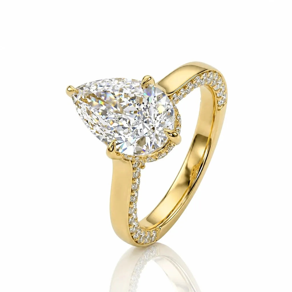 2CT Pear Cut CVD Diamond Ring Main Image