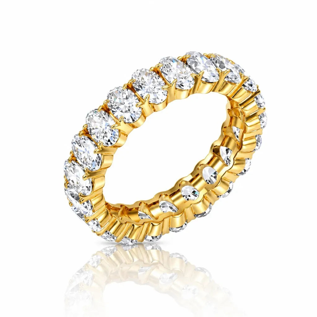 MEETMAY | Oval-Cut Moissanite Eternity Band Ring – S925 Sterling Silver, D-Color