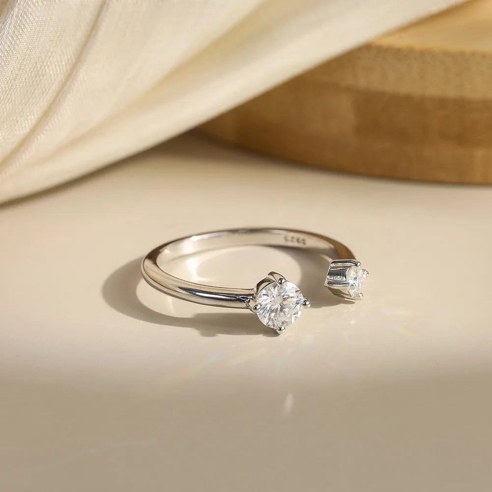 Two-Stone Moissanite Open Ring 2